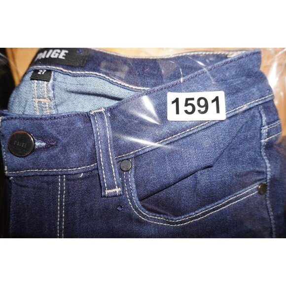 Paige Denim Skyline Straight Distressed Dark Wash Designer Jeans Women’s Size 27 - Picture 15 of 15